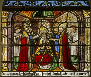Vitrail représentant Saint Nicolas devenant évêque de Myre